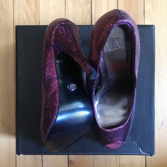 A/X Armani Exchange Glitter Heels Peep Toe Pump - Picture 5 of 8